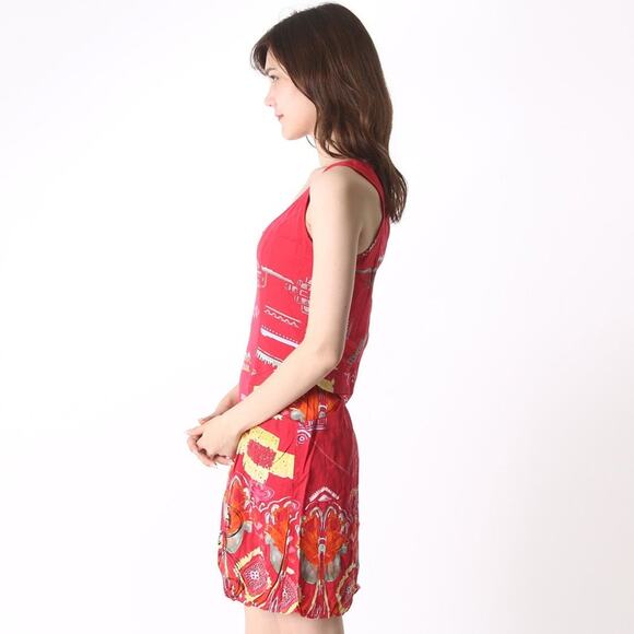 Desigual Women's Red Sleeveless Sheath Dress Boho Printed Size 44 (U.S. L) - Picture 2 of 13